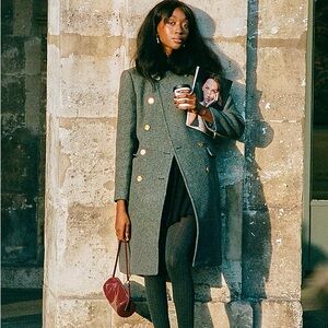 J CREW Petite Warwick topcoat in Italian stadium-cloth wool blend black 00P